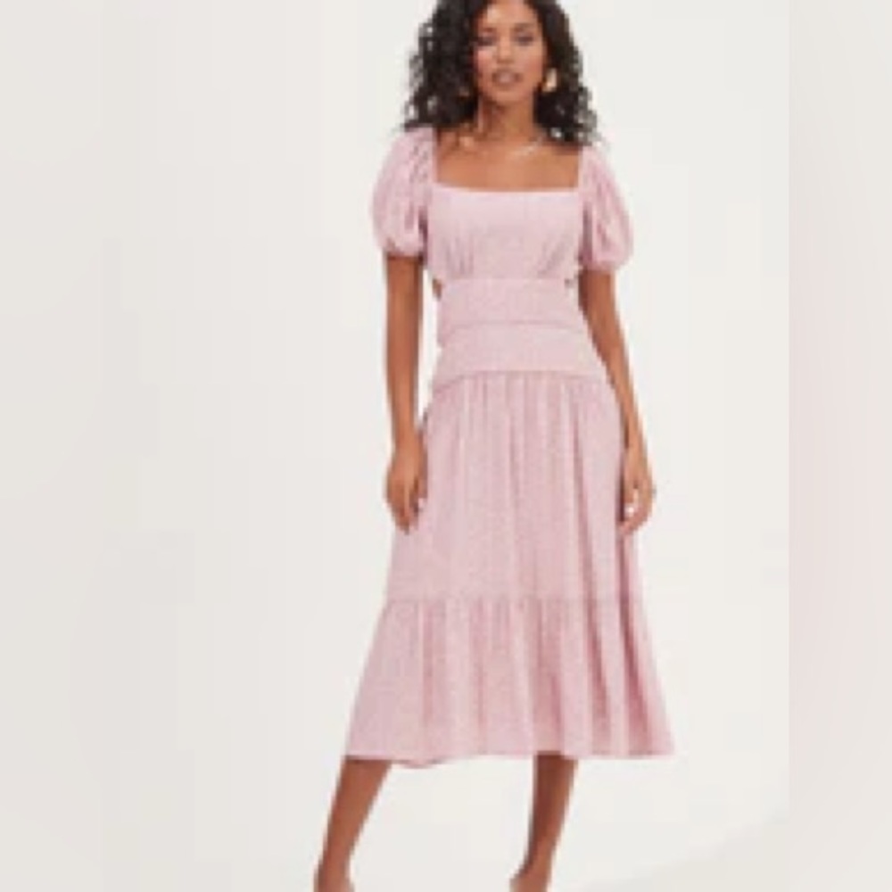 ASTR the Label 	Montana Cutout Midi Dress - MAUVE MULTI DITSY / Small